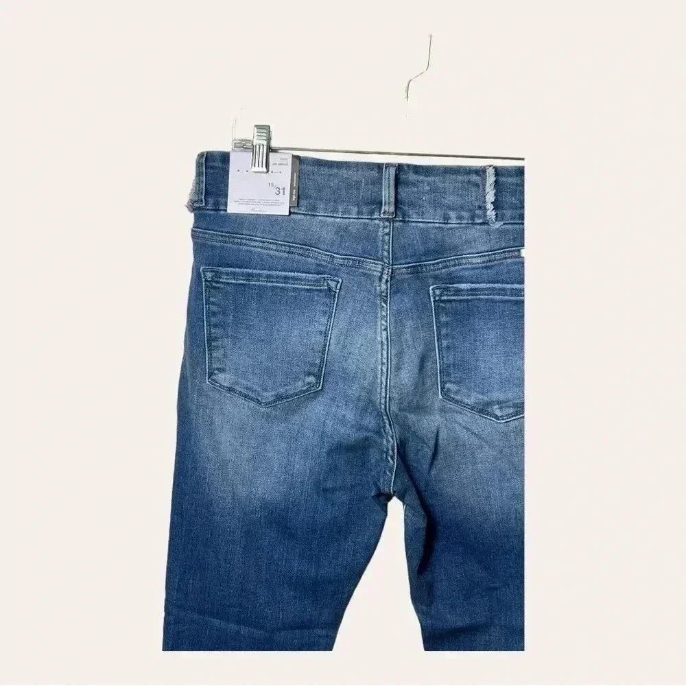 1269. KANCAN HIGH WAISTED SUPER SKINNY DENIM JEANS SIZE 15/31 FACTORY DISTRESSED